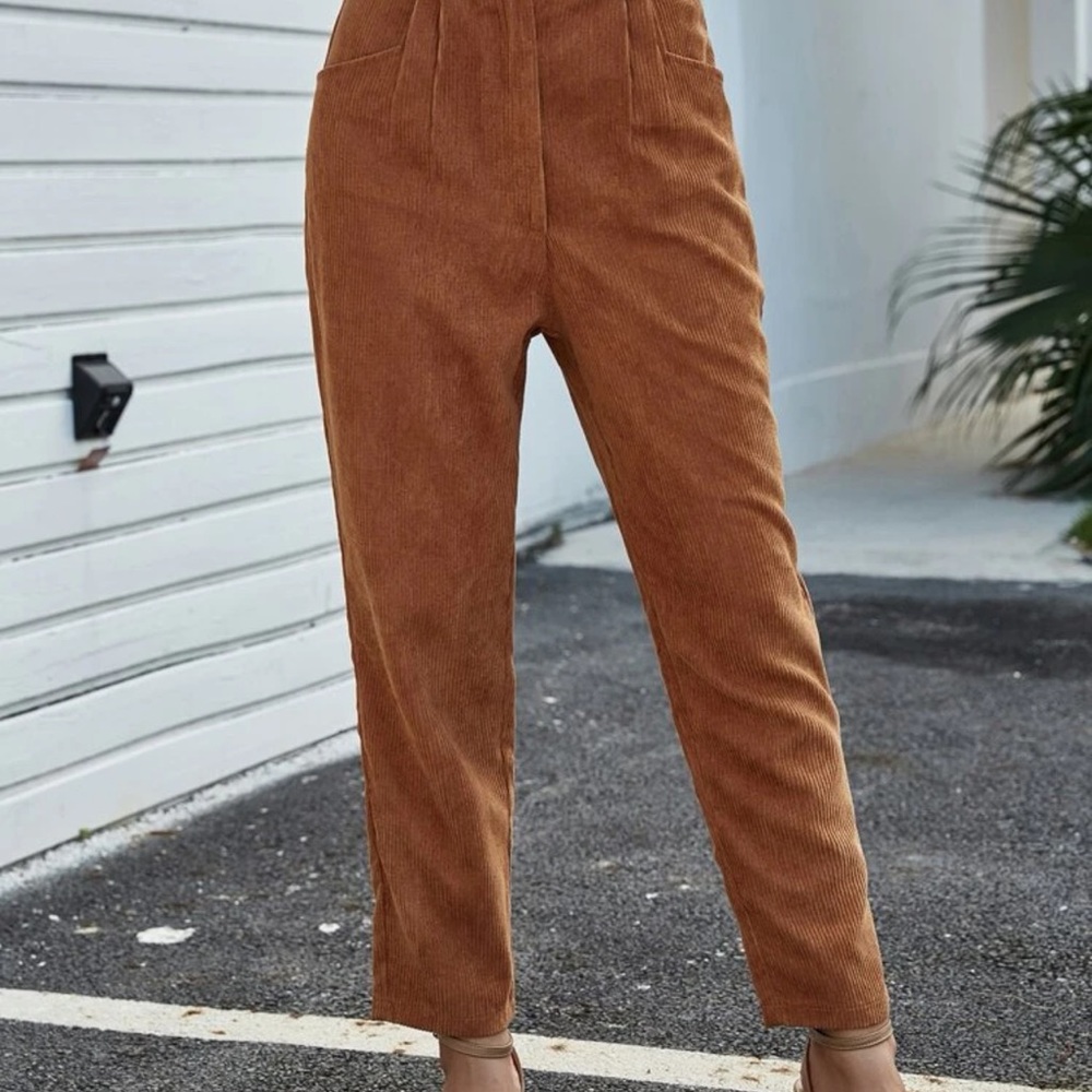 Plus Solid corduroy tapered pants